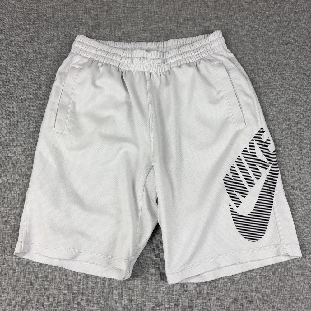 Nike Sb Shorts Mens M White Athletic Mesh 10 Inseam Elastic Waist Pockets